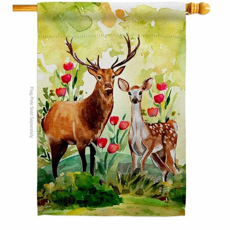 PATIO TRASERO Woodland Deers Animals Wildlife 28 x 40 in. Double-Sided Vertical House Flags for  Banner Garden PA3920149